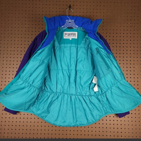 FERA SKIWEAR Ladies Retro 80s 90s Snow puffer Jacket Multicolor Size 10 - Picture 8 of 12